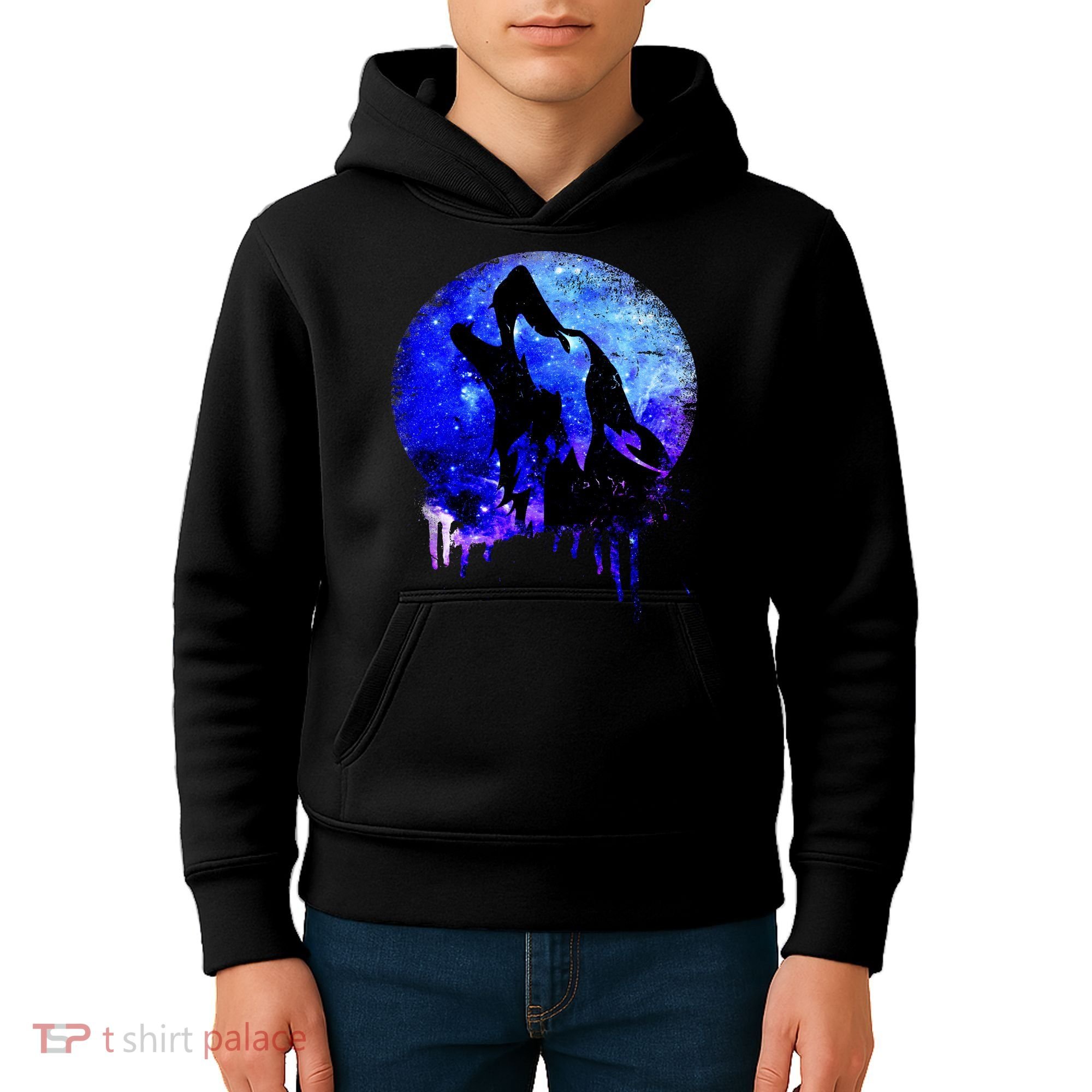 Abstract Moon Wolf Kids Hoodie