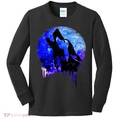 Abstract Moon Wolf Kids Long Sleeve Shirt