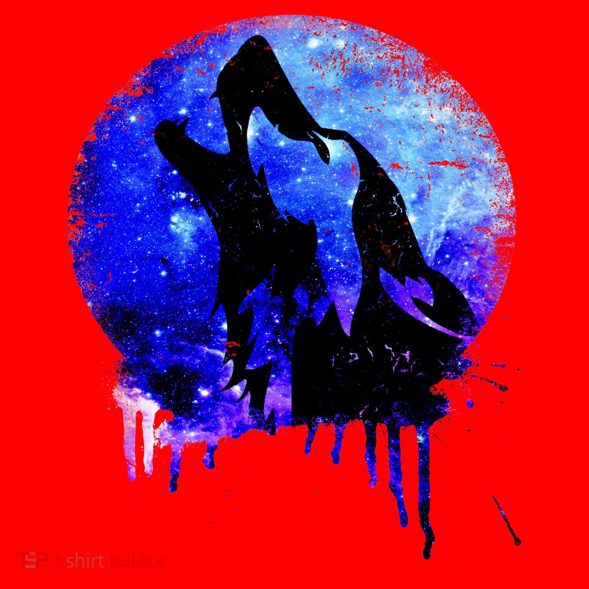 Abstract Moon Wolf Santa Hat