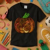Abstract Pumpkin Thanksgiving Logo Kids T-Shirt thumb 3