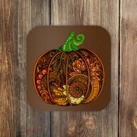 Abstract Pumpkin Thanksgiving Logo Coaster thumb 0