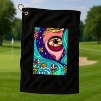 Abstract Sky Girl Golf Towel thumb 1