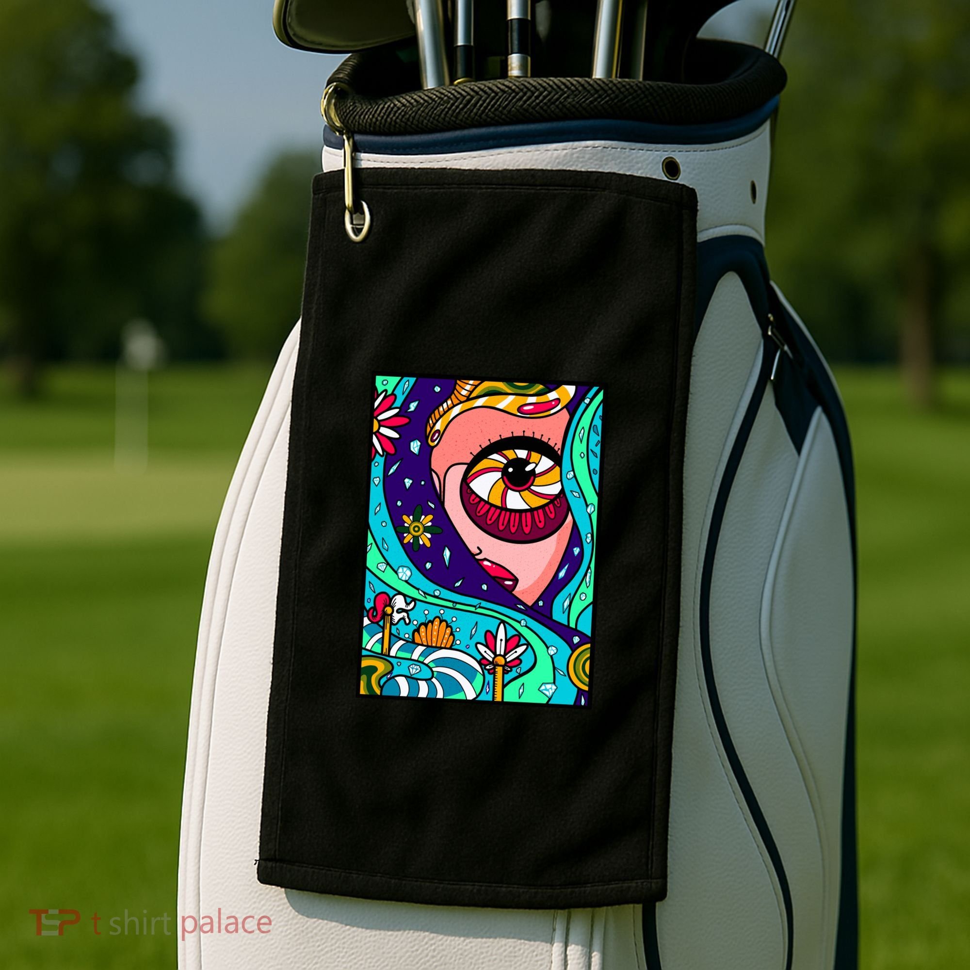 Abstract Sky Girl Golf Towel