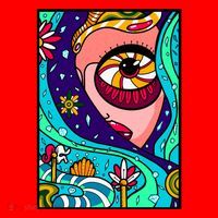 Abstract Sky Girl Santa Hat thumb 1