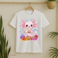 Axolotl Boba Tea Bobalotl Teen Girl Cute Graphic Kawaii T-Shirt thumb 2
