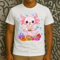 Axolotl Boba Tea Bobalotl Teen Girl Cute Graphic Kawaii T-Shirt thumb 3