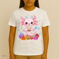 Axolotl Boba Tea Bobalotl Teen Girl Cute Graphic Kawaii T-Shirt thumb 4
