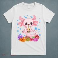Axolotl Boba Tea Bobalotl Teen Girl Cute Graphic Kawaii T-Shirt thumb 5