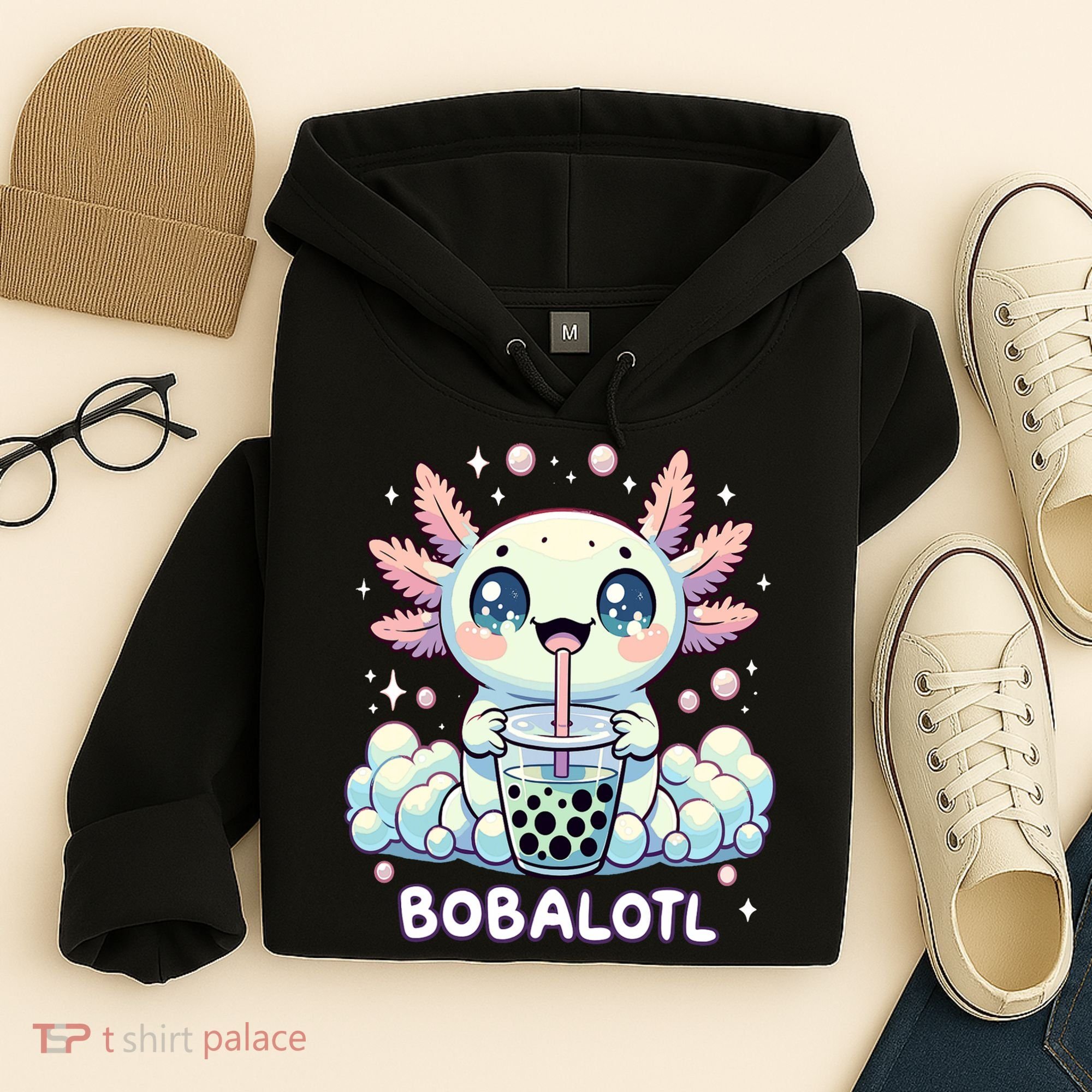 Axolotl Bubble Tea Anime Kawaii Cute Axolotl  Hoodie