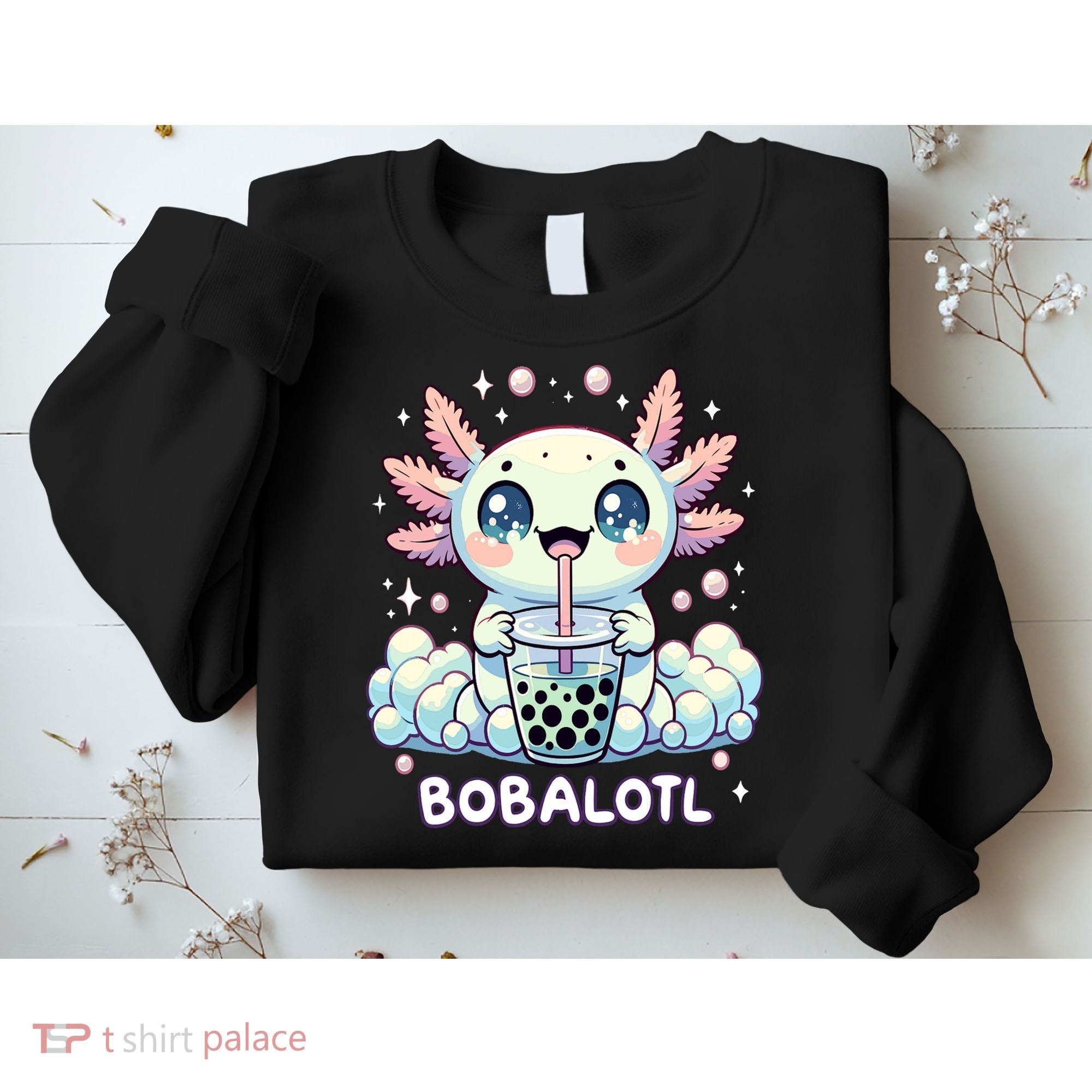 Axolotl Bubble Tea Anime Kawaii Cute Axolotl  Sweatshirt