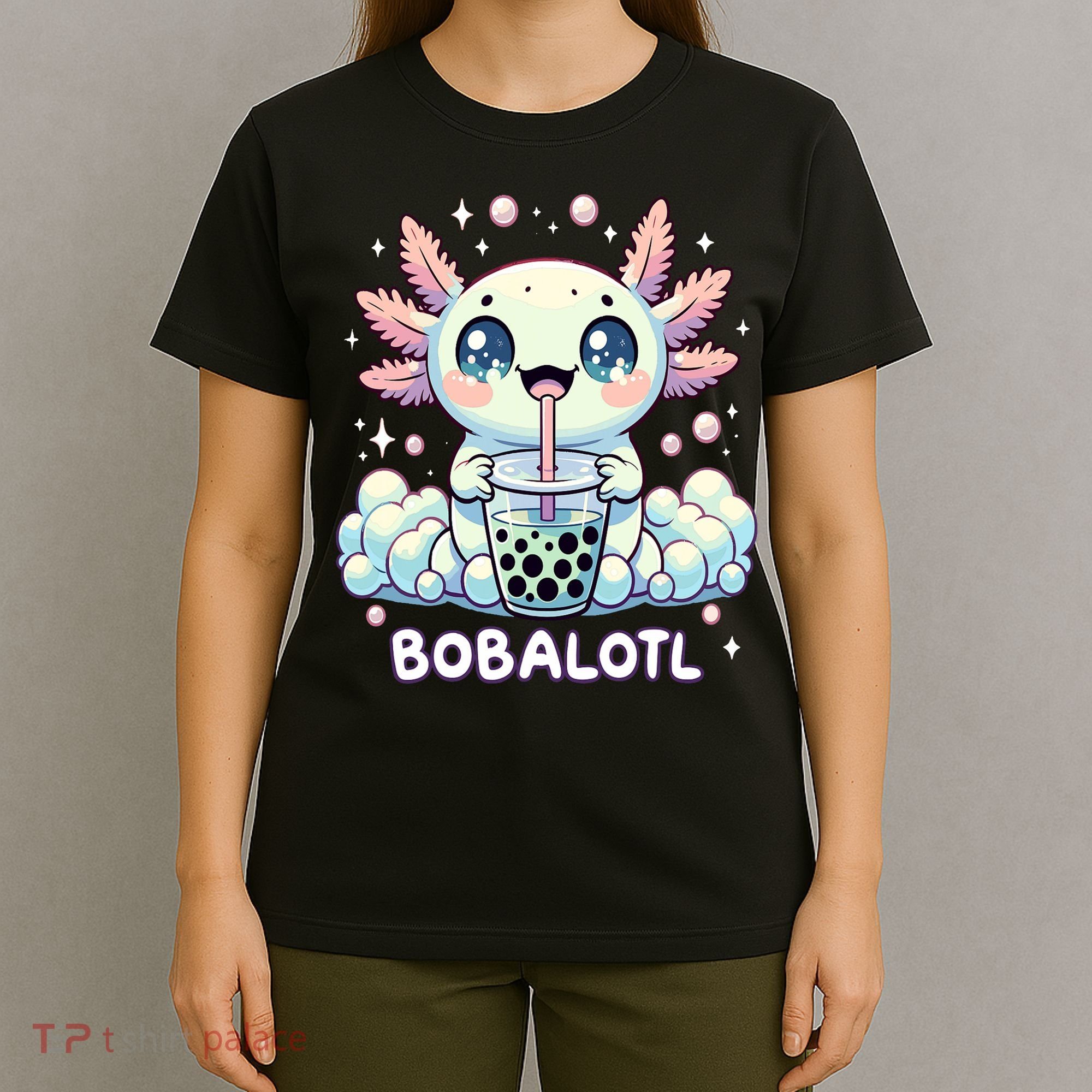 Axolotl Bubble Tea Anime Kawaii Cute Axolotl  T-Shirt