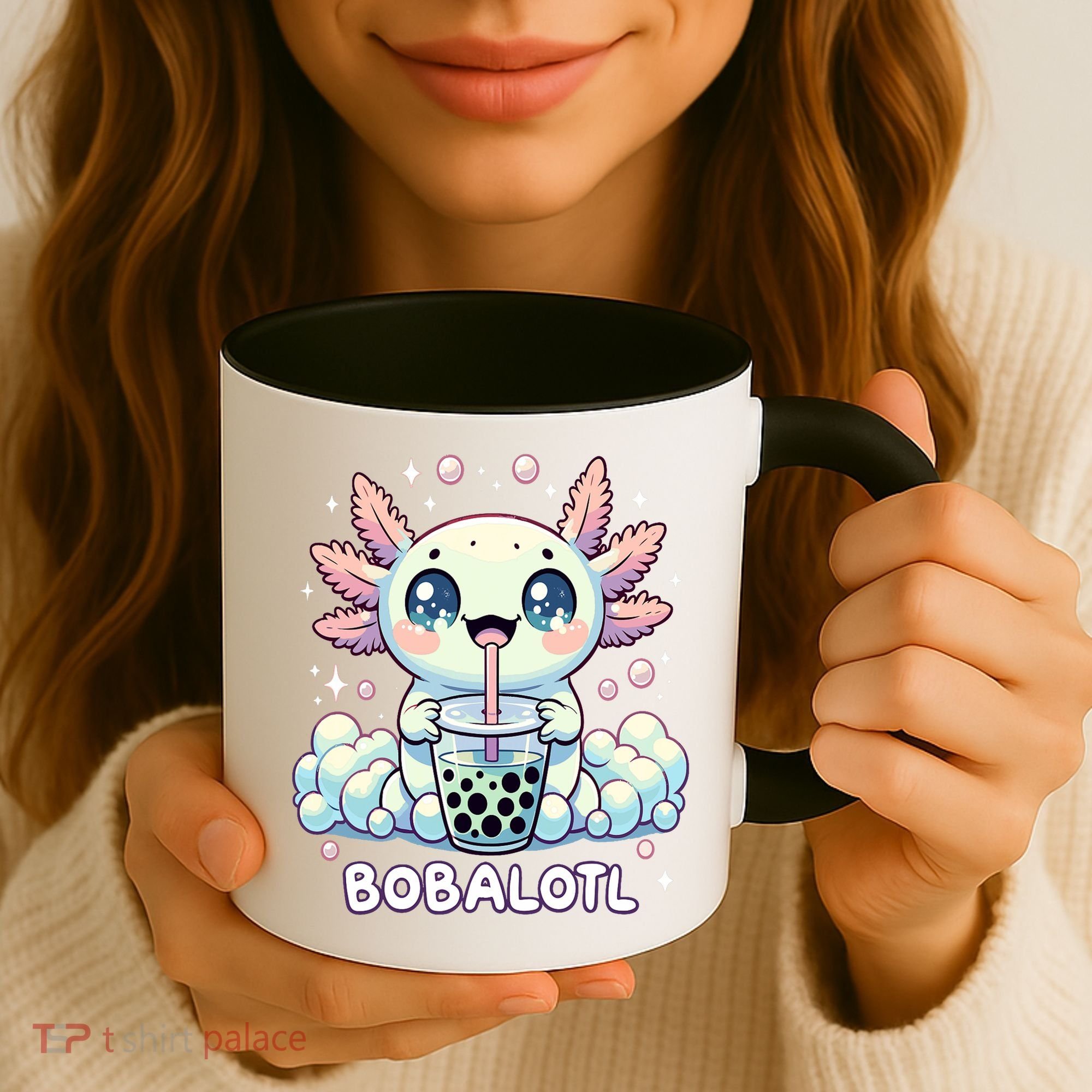 Axolotl Bubble Tea Anime Kawaii Cute Axolotl  Coffee Mug