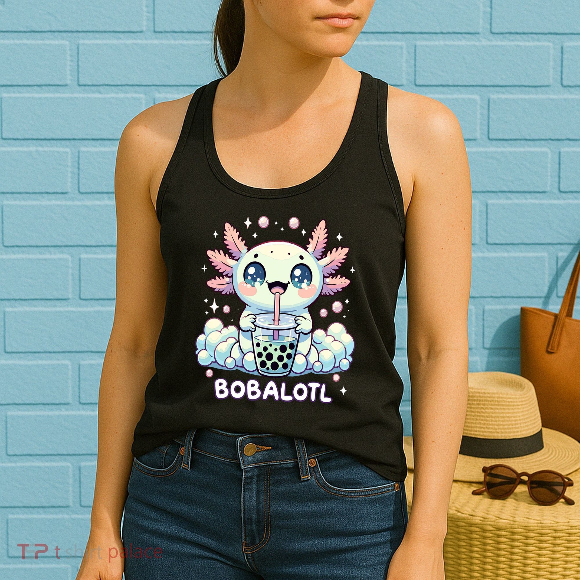 Axolotl Bubble Tea Anime Kawaii Cute Axolotl  Women's Tank Top