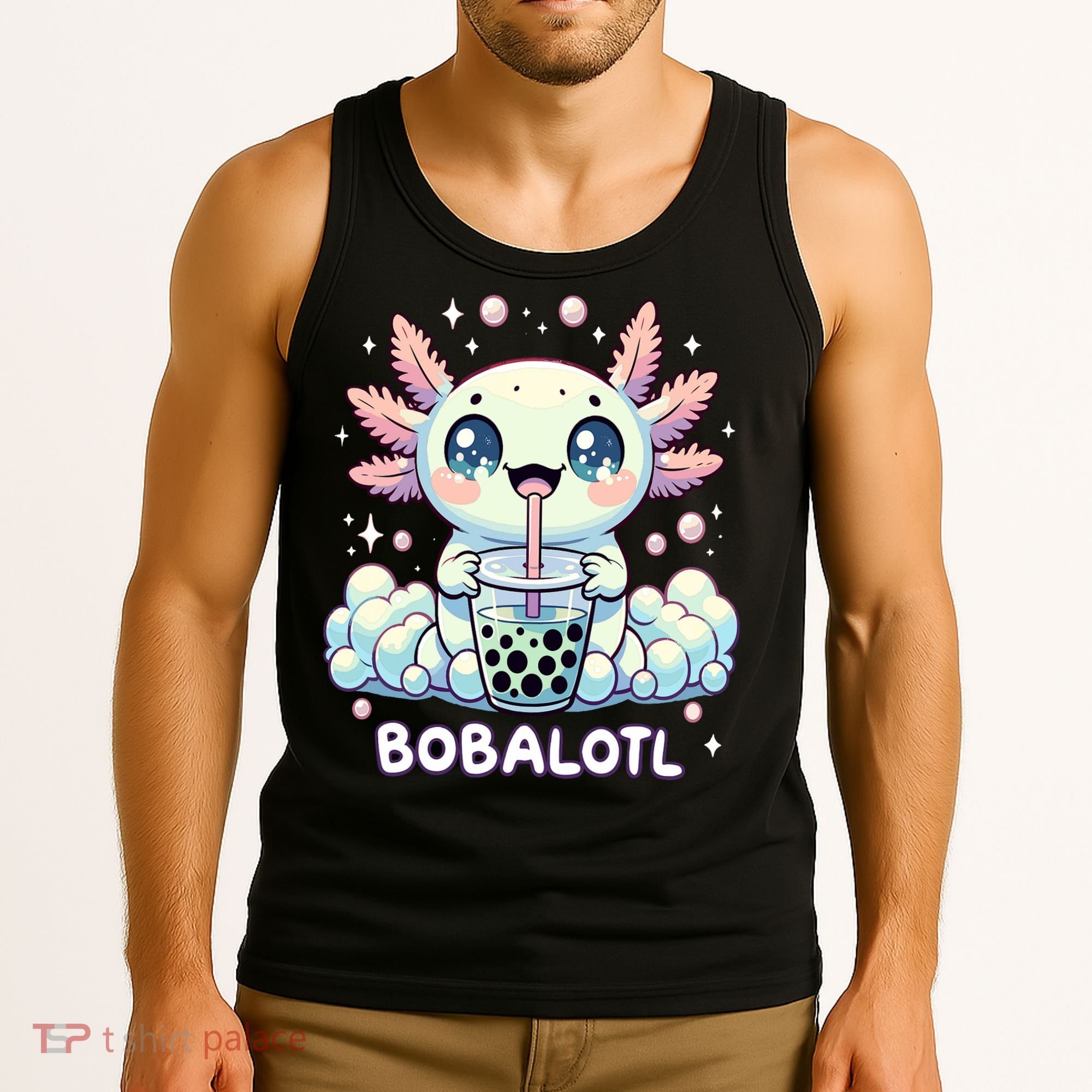 Axolotl Bubble Tea Anime Kawaii Cute Axolotl  Tank Top
