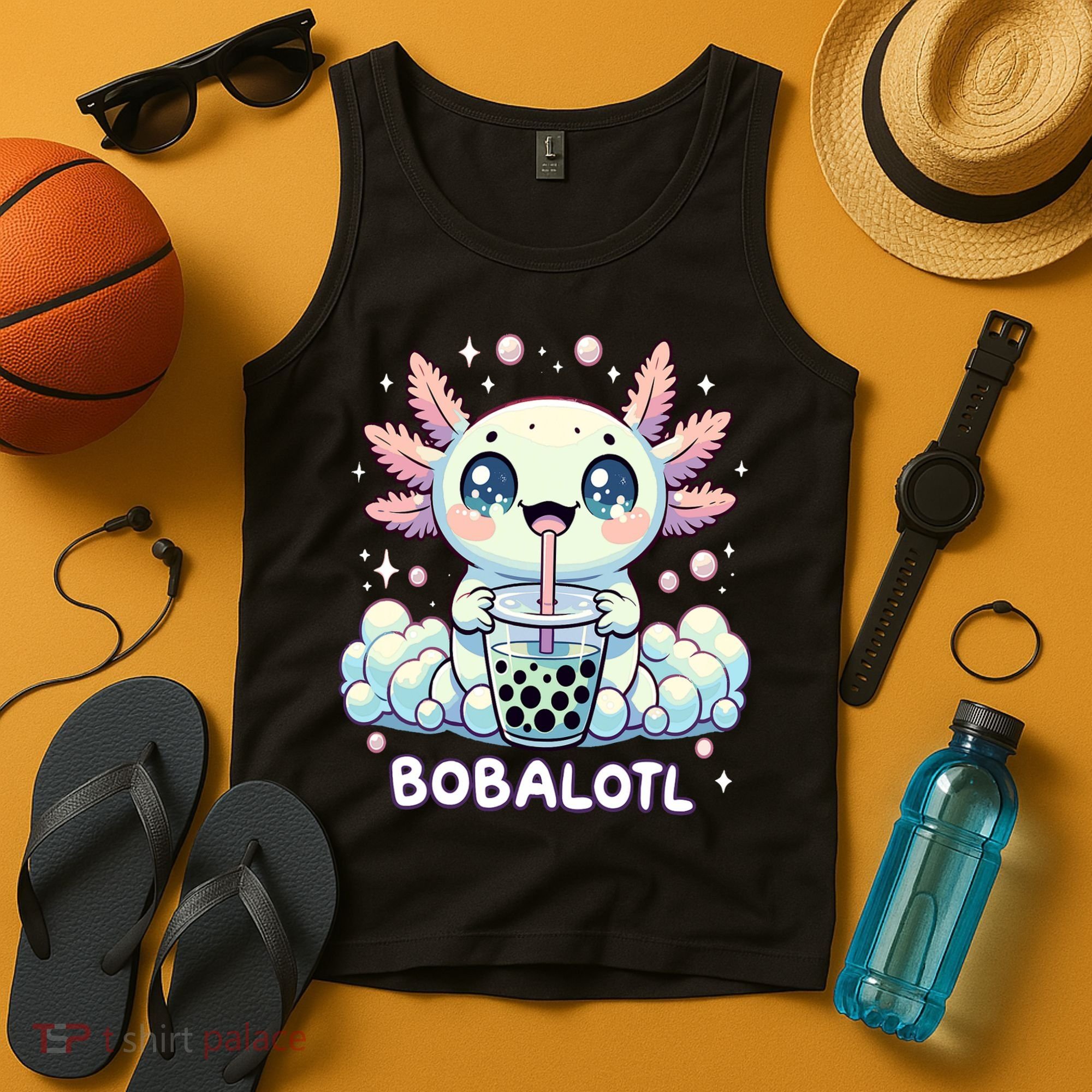Axolotl Bubble Tea Anime Kawaii Cute Axolotl  Tank Top
