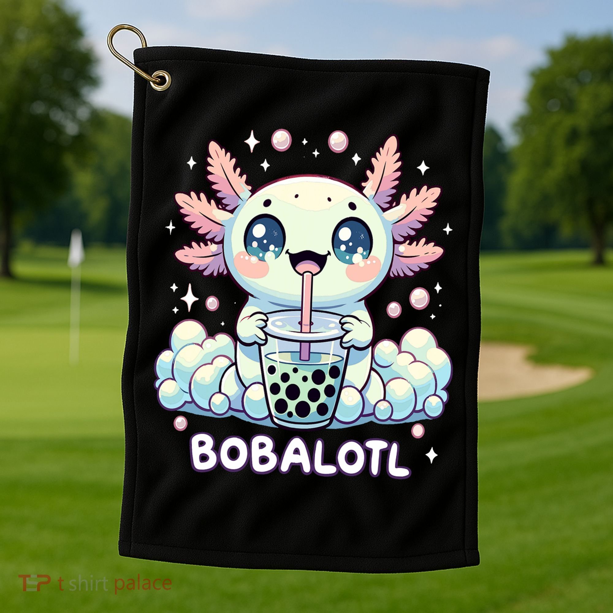 Axolotl Bubble Tea Anime Kawaii Cute Axolotl  Golf Towel