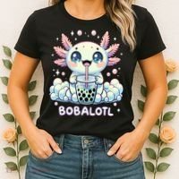 Axolotl Bubble Tea Anime Kawaii Cute Axolotl  Women's T-Shirt thumb 2