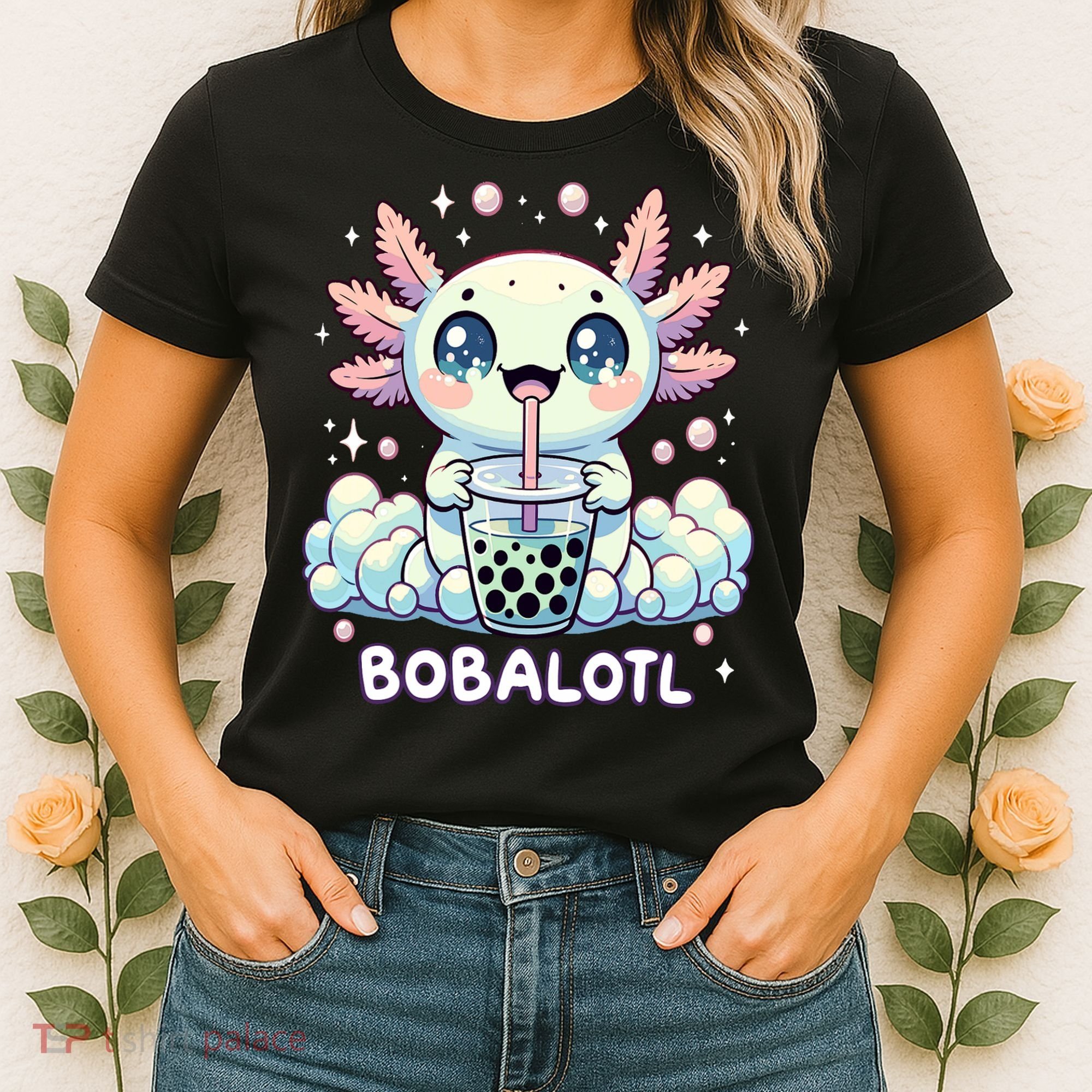 Axolotl Bubble Tea Anime Kawaii Cute Axolotl  Women's T-Shirt