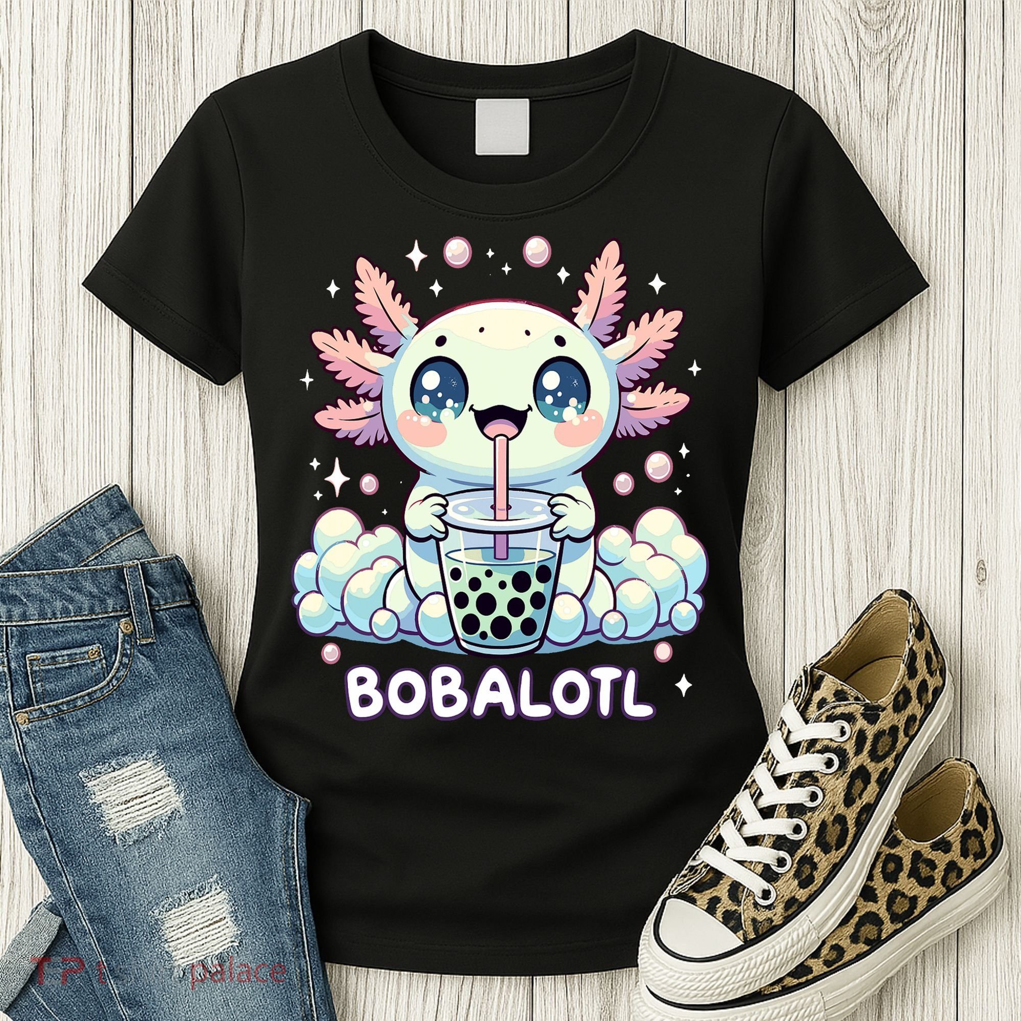 Axolotl Bubble Tea Anime Kawaii Cute Axolotl  Women's T-Shirt