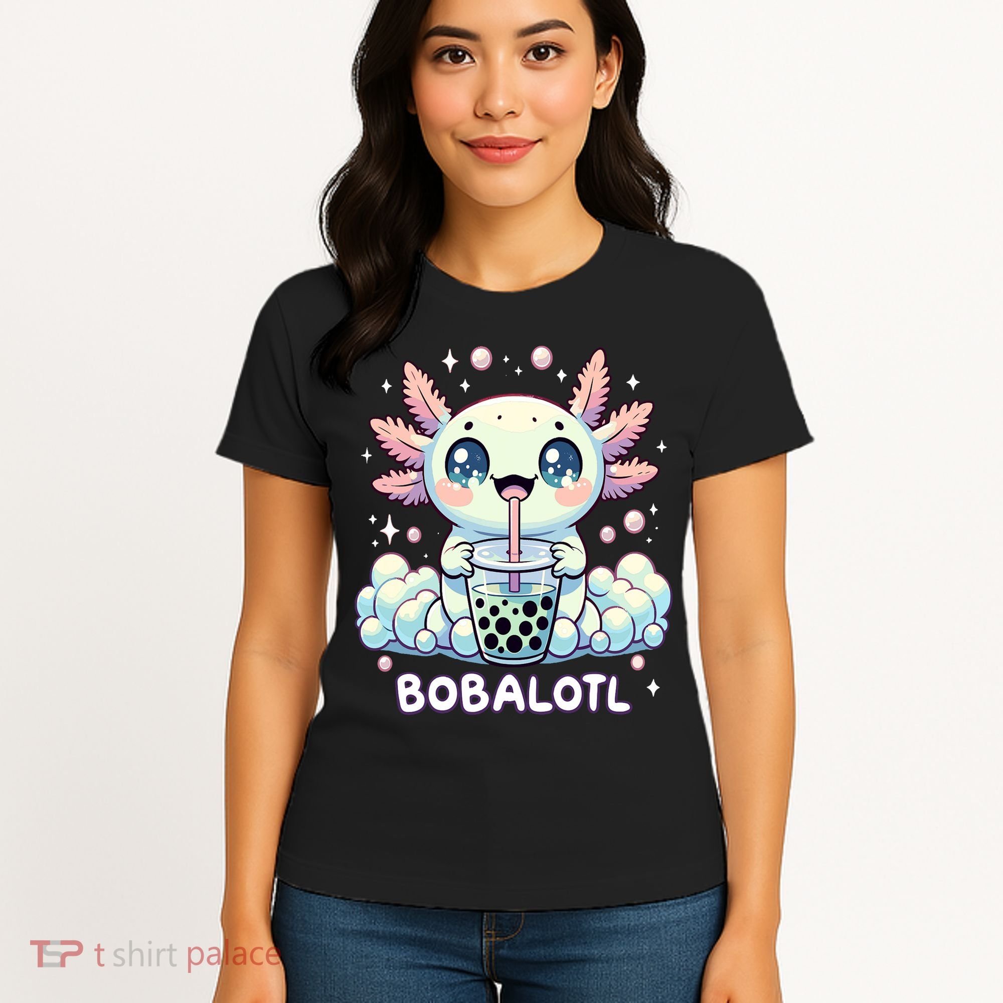 Axolotl Bubble Tea Anime Kawaii Cute Axolotl  Women's T-Shirt
