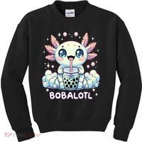 Axolotl Bubble Tea Anime Kawaii Cute Axolotl  Kids Sweatshirt thumb 0