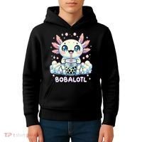 Axolotl Bubble Tea Anime Kawaii Cute Axolotl  Kids Hoodie thumb 4