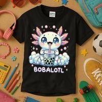 Axolotl Bubble Tea Anime Kawaii Cute Axolotl  Kids T-Shirt thumb 3