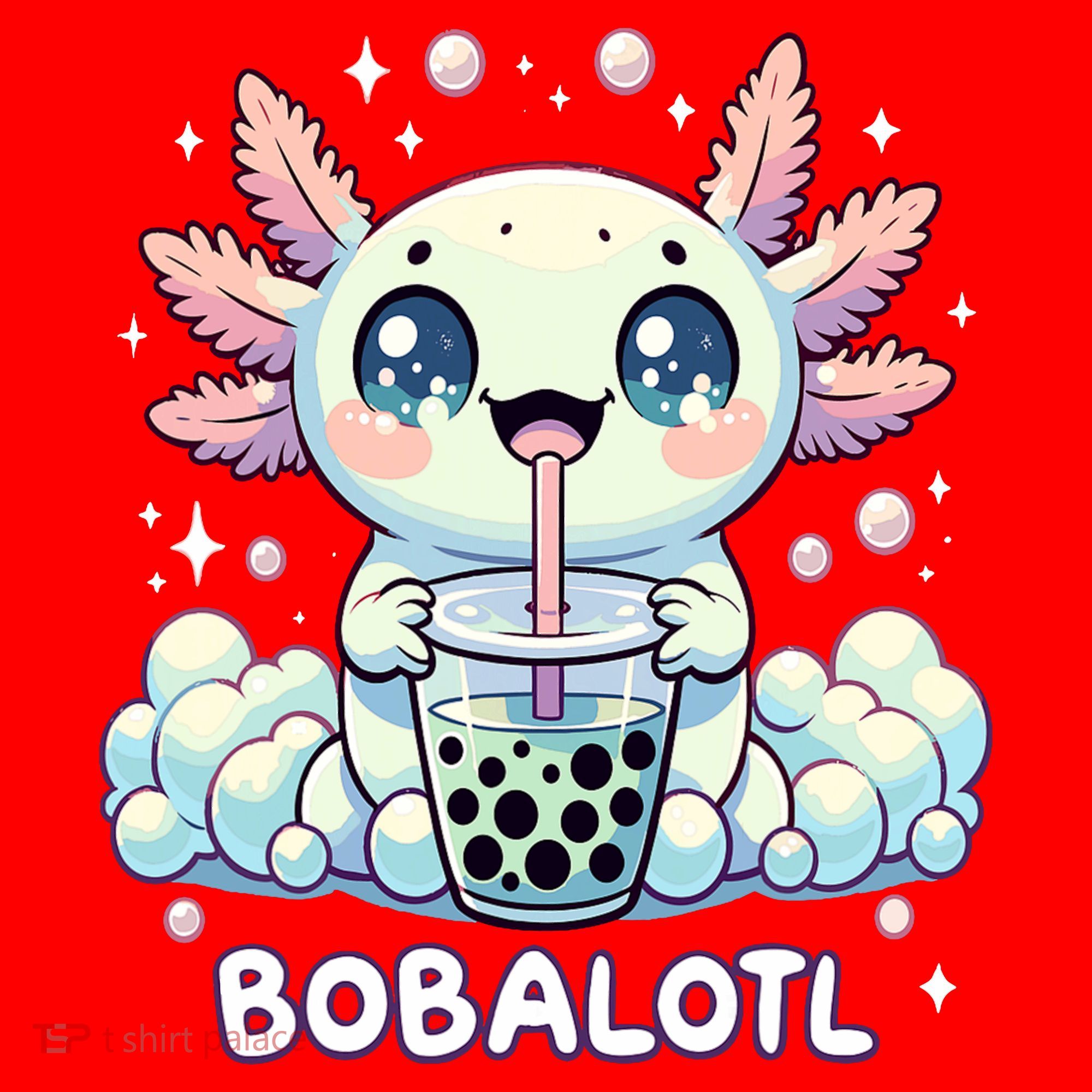 Axolotl Bubble Tea Anime Kawaii Cute Axolotl  Santa Hat