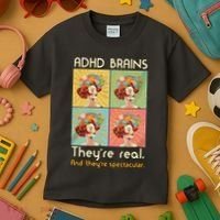 Adhd Brains Theyre Real And Theyre Spectacular Neurodiversity Kids T-Shirt thumb 3