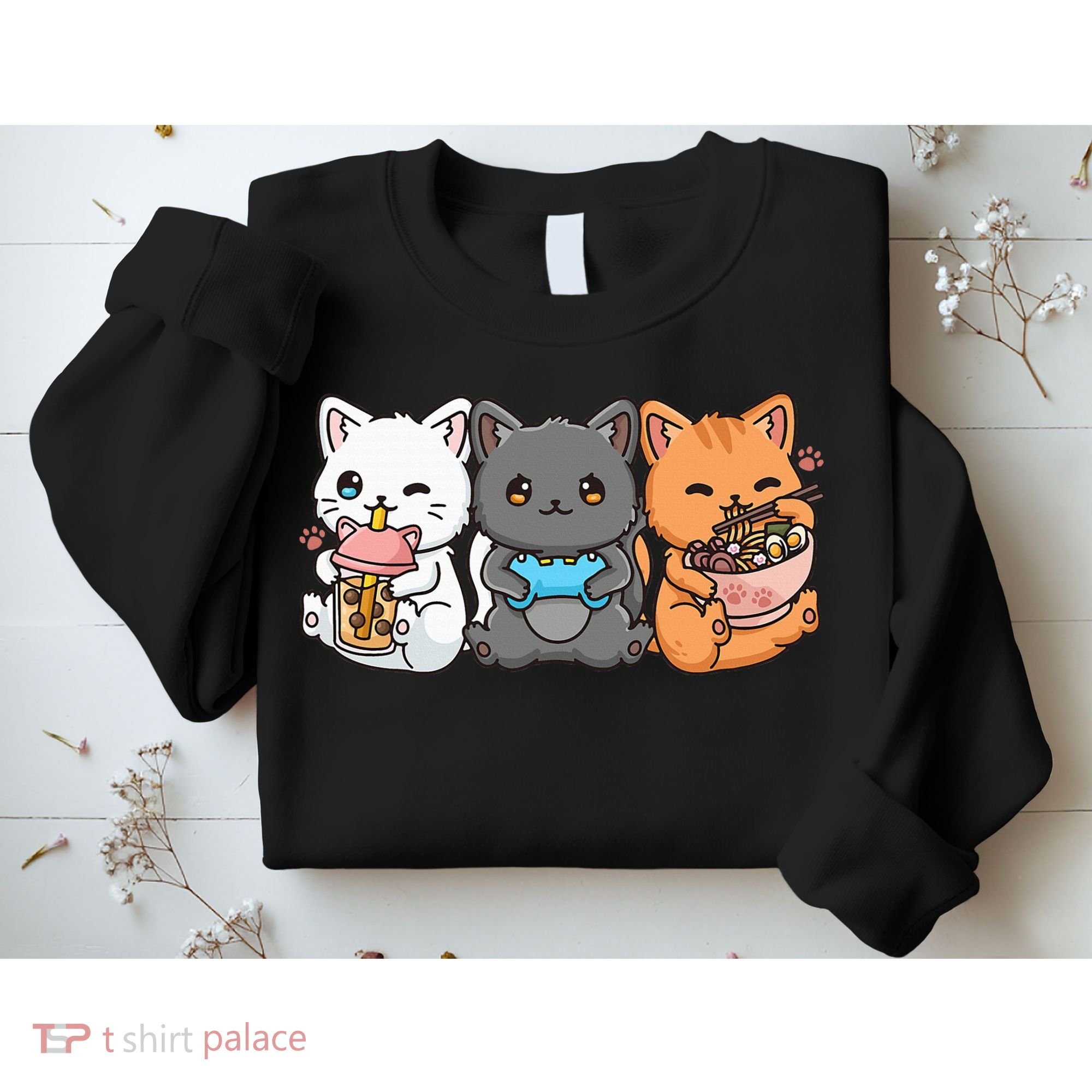 Anime Boba Tea Bubble Tea Gaming Gamer Ramen Cat Sweatshirt