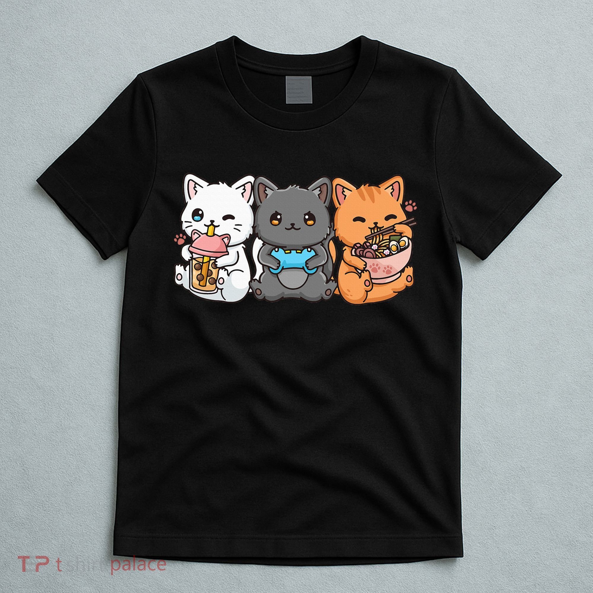 Anime Boba Tea Bubble Tea Gaming Gamer Ramen Cat T-Shirt