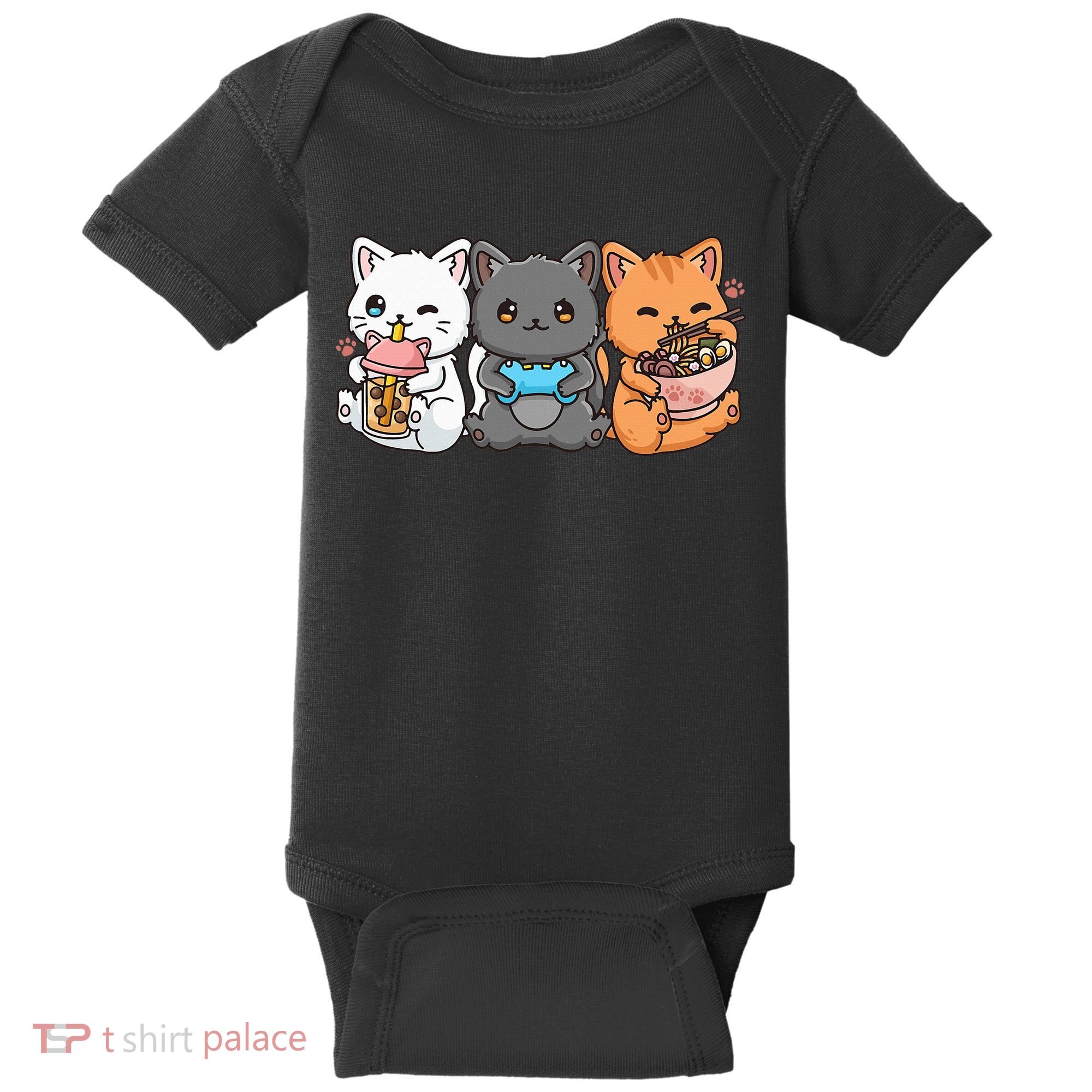 Anime Boba Tea Bubble Tea Gaming Gamer Ramen Cat Baby Bodysuit