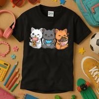 Anime Boba Tea Bubble Tea Gaming Gamer Ramen Cat Kids T-Shirt thumb 3