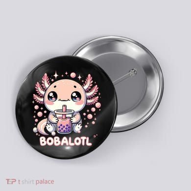 Axolotl Boba Tea Kawaii Anime Cute Button