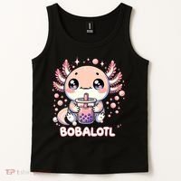 Axolotl Boba Tea Kawaii Anime Cute Tank Top thumb 2