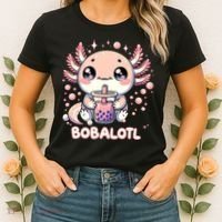 Axolotl Boba Tea Kawaii Anime Cute Women's T-Shirt thumb 2