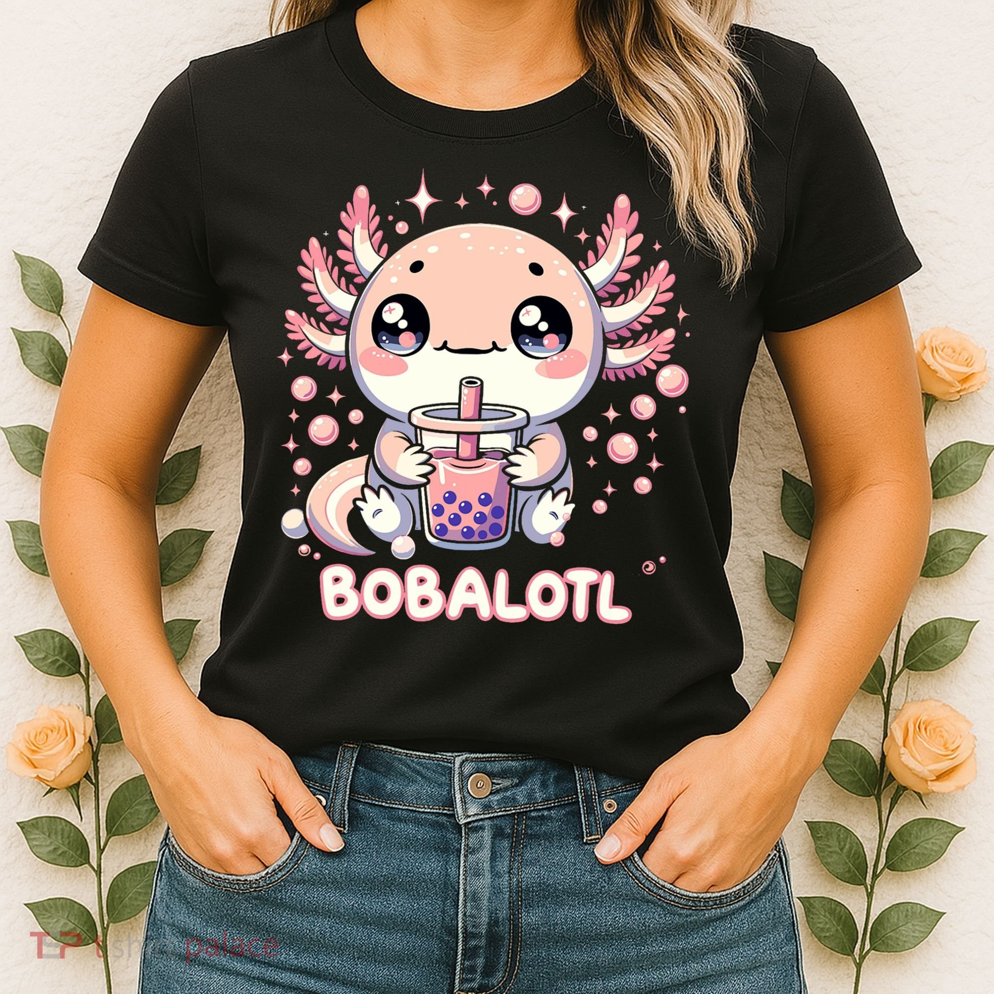 Axolotl Boba Tea Kawaii Anime Cute Women's T-Shirt