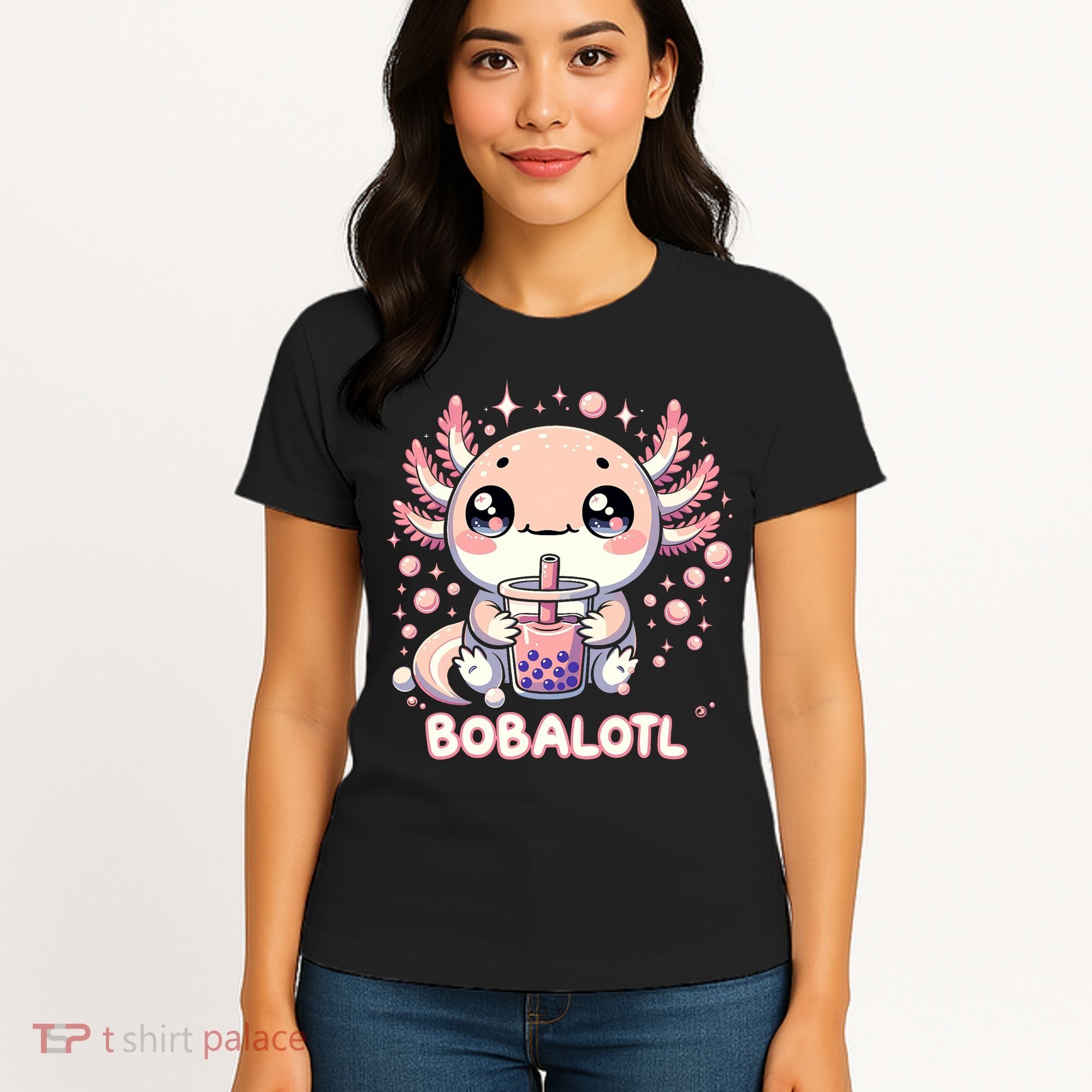 Axolotl Boba Tea Kawaii Anime Cute Women's T-Shirt