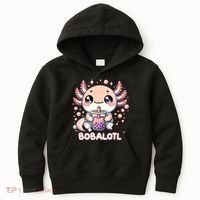 Axolotl Boba Tea Kawaii Anime Cute Kids Hoodie thumb 0