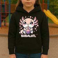 Axolotl Boba Tea Kawaii Anime Cute Kids Hoodie thumb 3