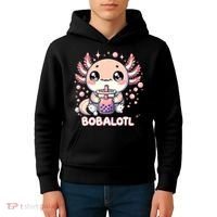 Axolotl Boba Tea Kawaii Anime Cute Kids Hoodie thumb 4
