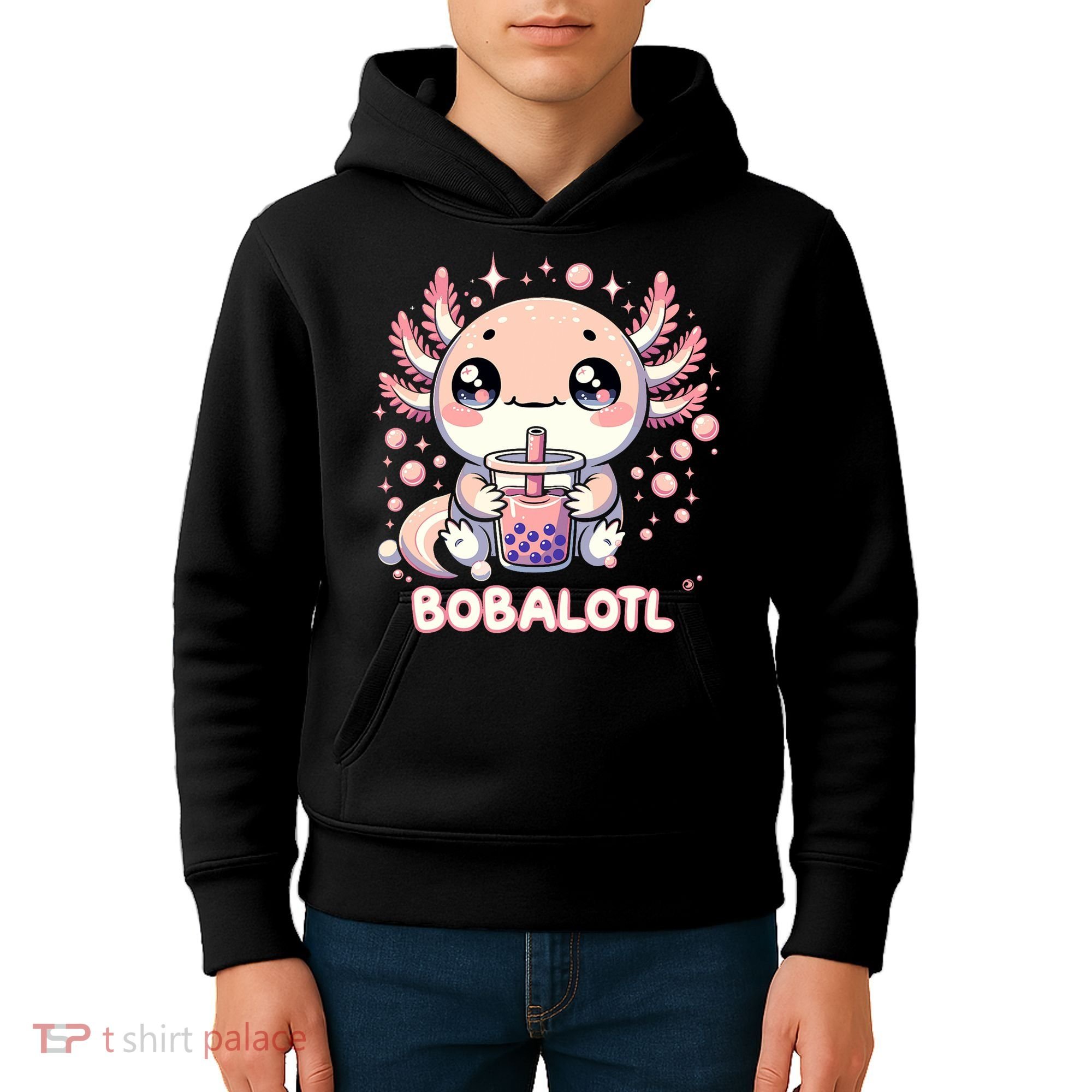 Axolotl Boba Tea Kawaii Anime Cute Kids Hoodie