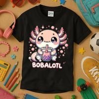 Axolotl Boba Tea Kawaii Anime Cute Kids T-Shirt thumb 3