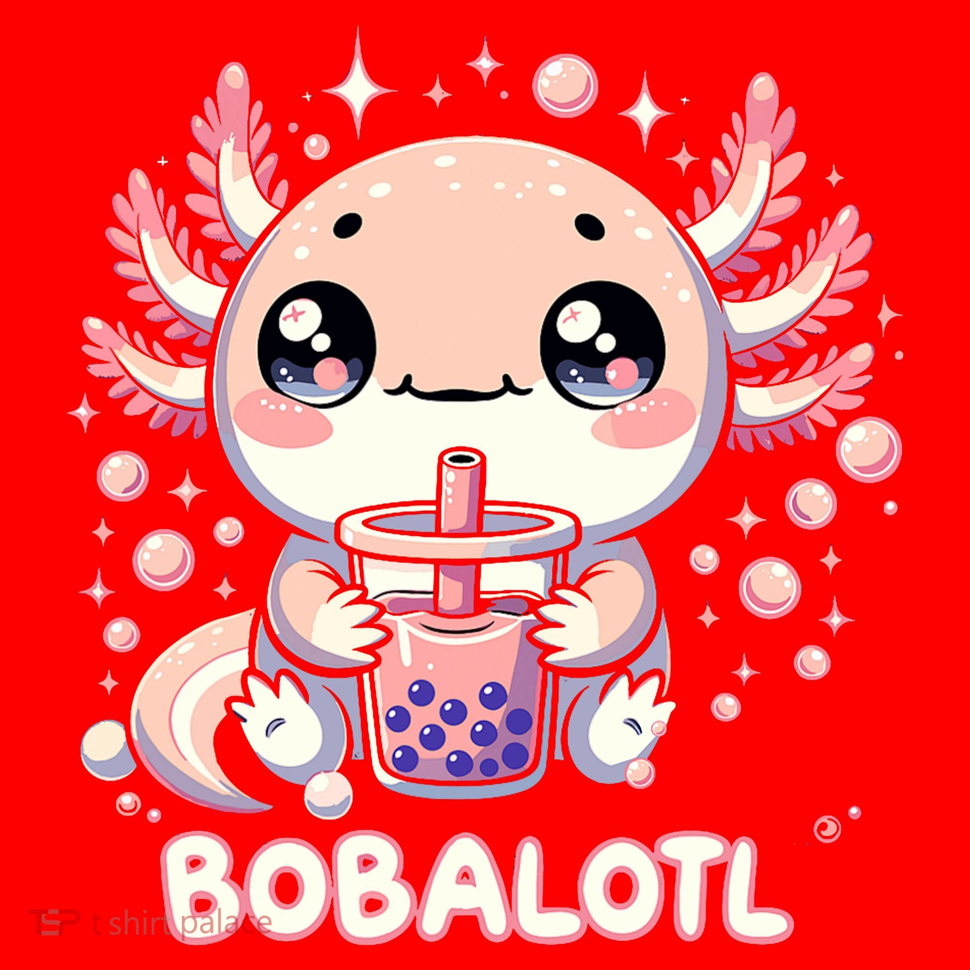 Axolotl Boba Tea Kawaii Anime Cute Santa Hat