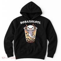 Axolotl Boba Tea Bubble Tea Milk Tea Anime Axolotl Funny Hoodie thumb 0