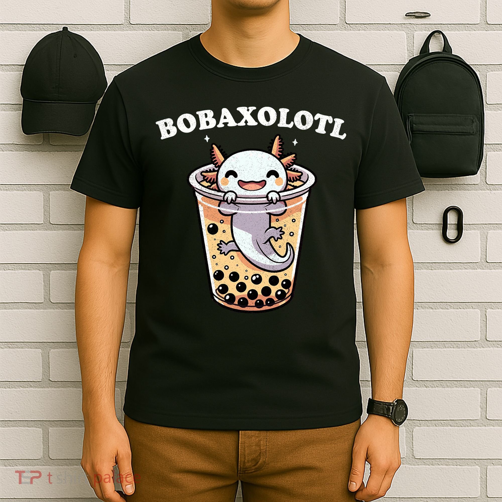 Axolotl Boba Tea Bubble Tea Milk Tea Anime Axolotl Funny T-Shirt
