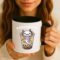 Axolotl Boba Tea Bubble Tea Milk Tea Anime Axolotl Funny Coffee Mug thumb 3