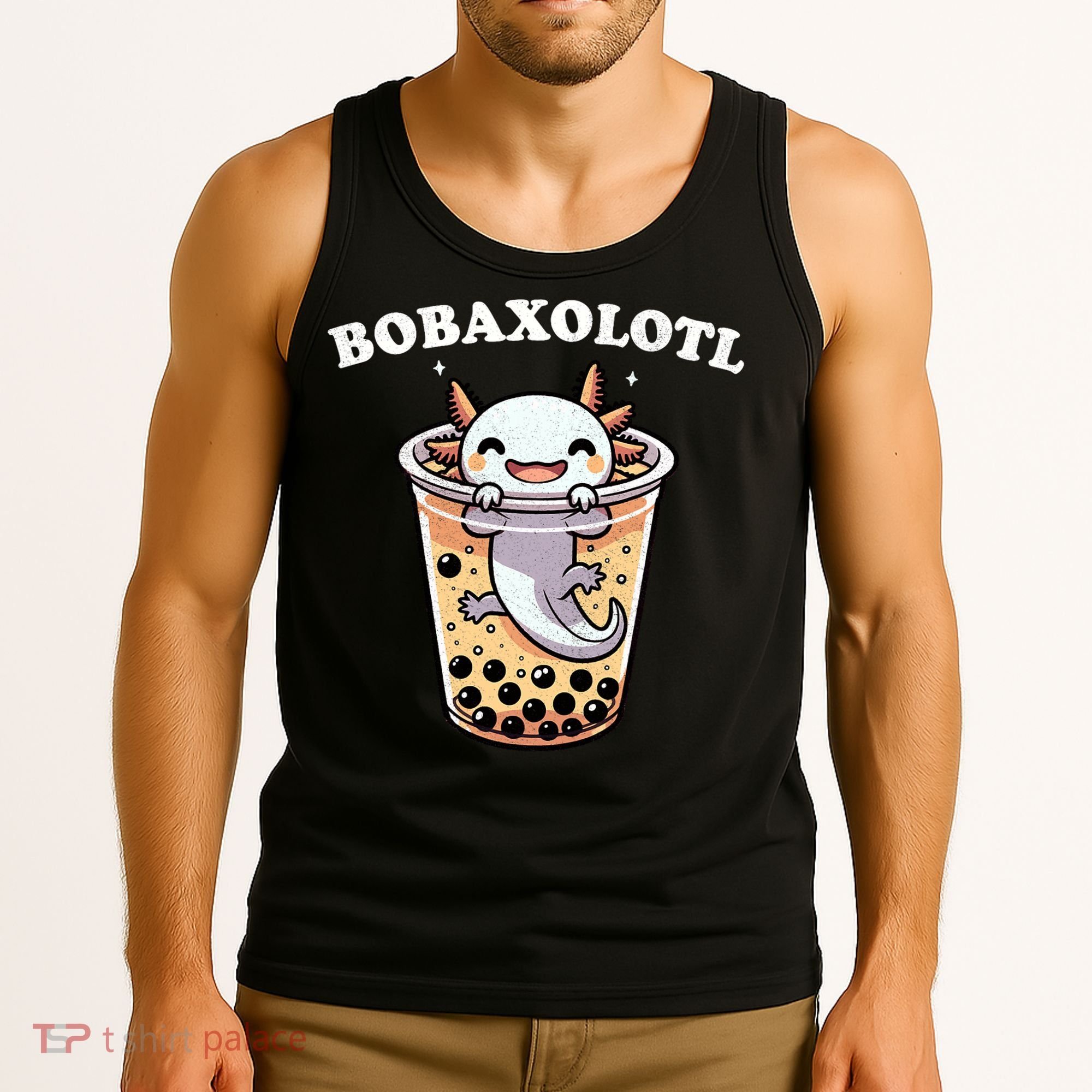 Axolotl Boba Tea Bubble Tea Milk Tea Anime Axolotl Funny Tank Top