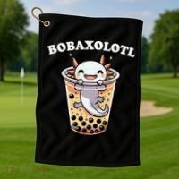 Axolotl Boba Tea Bubble Tea Milk Tea Anime Axolotl Funny Golf Towel thumb 1