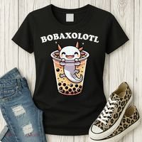 Axolotl Boba Tea Bubble Tea Milk Tea Anime Axolotl Funny Women's T-Shirt thumb 3